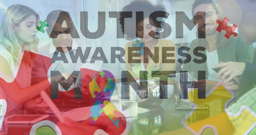 Business Team Embracing Autism Awareness During Meeting