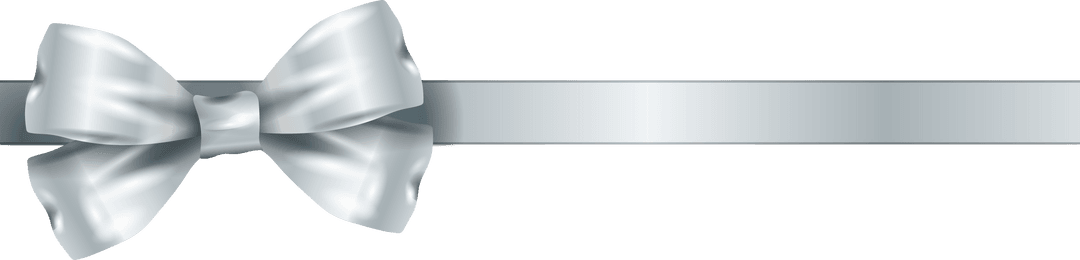 Silver Ribbon Bow with Satin Effect on Transparent Background