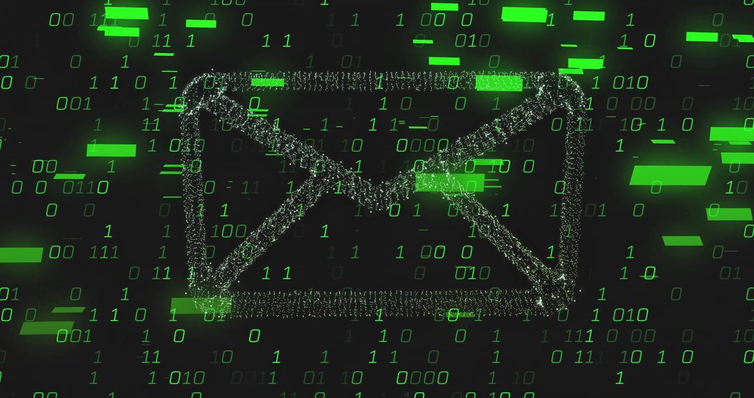 Email Icon Overlayed with Binary Code in Technology Design