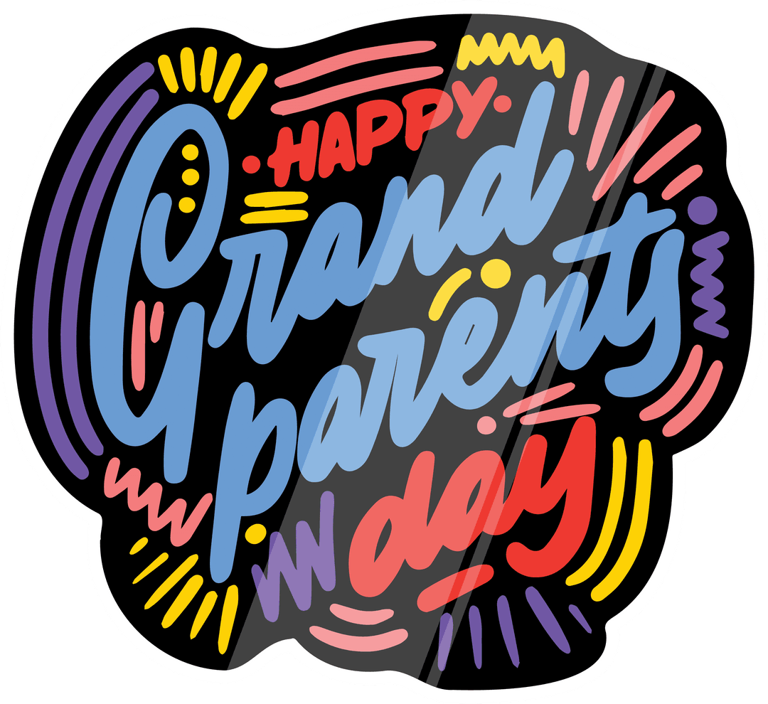 Happy Grandparents Day Text Art on Transparent Background