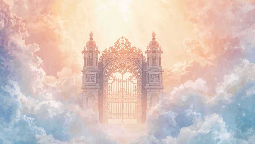 Ornate Golden Gate Amidst Ethereal Cloudscape