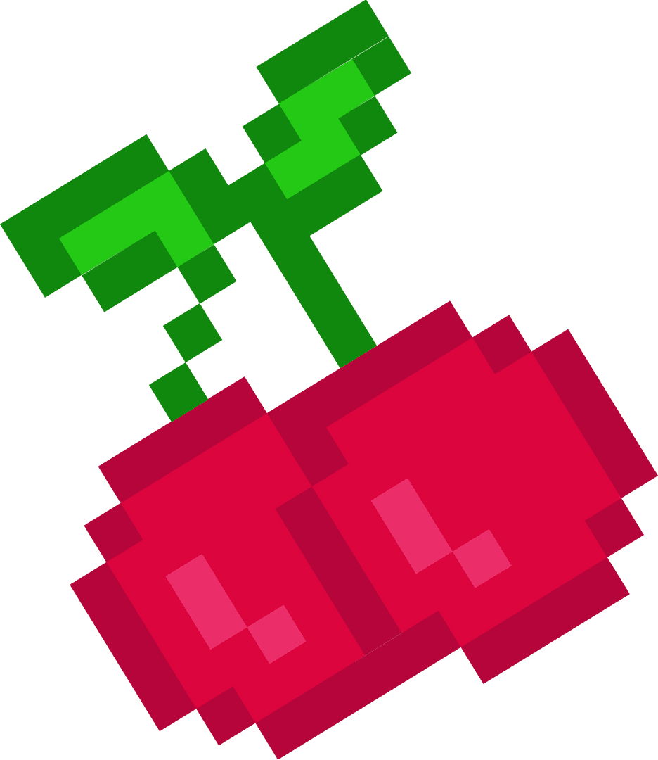 Pixel Art Cherries on Transparent Background for Vintage Gaming