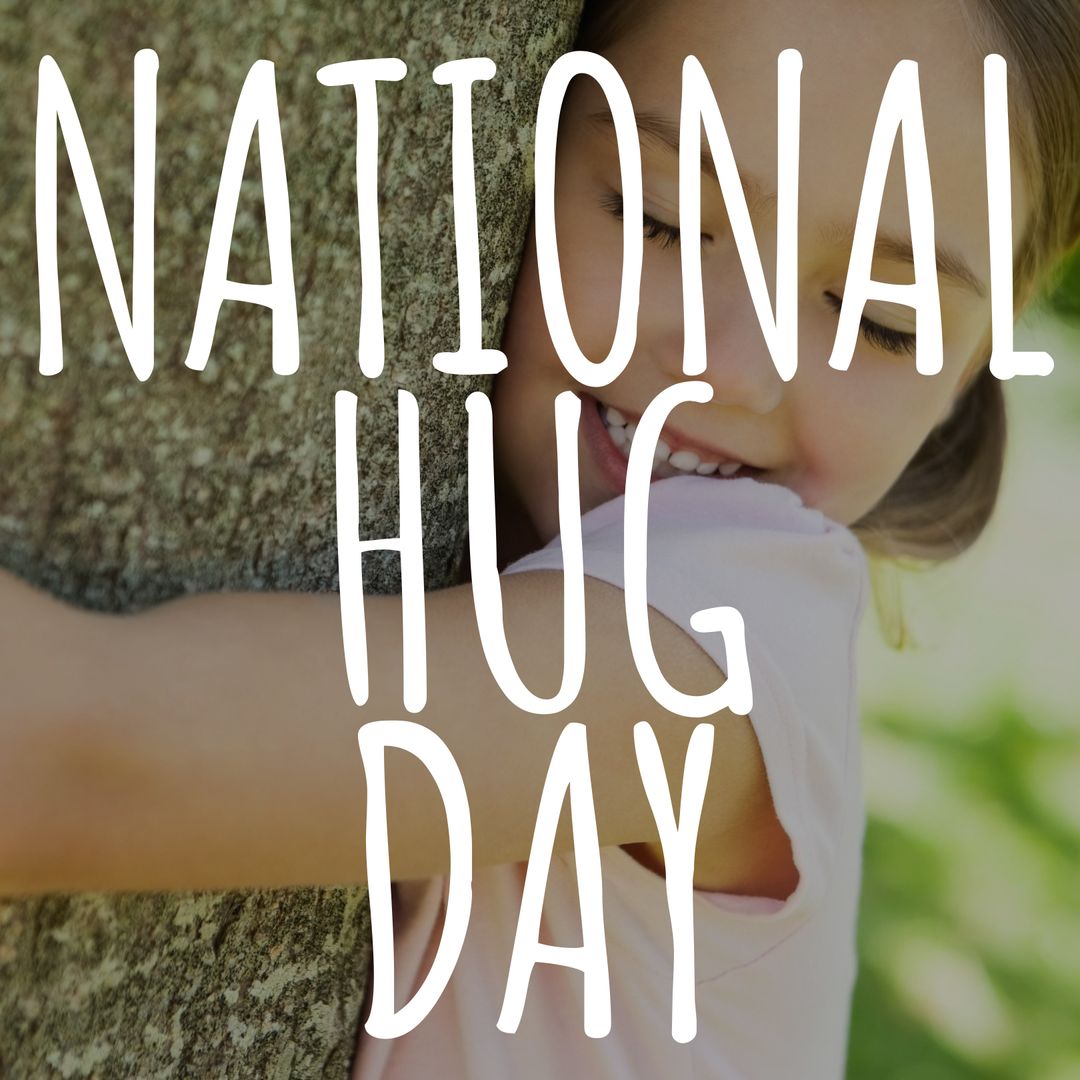 Child Embracing Tree for National Hug Day Celebration