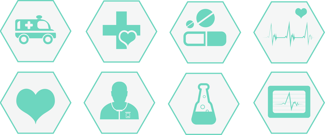 Medical Icons Hexagon Set on Transparent Background for Healthcare and Medicine - Download Free Stock Images Pikwizard.com