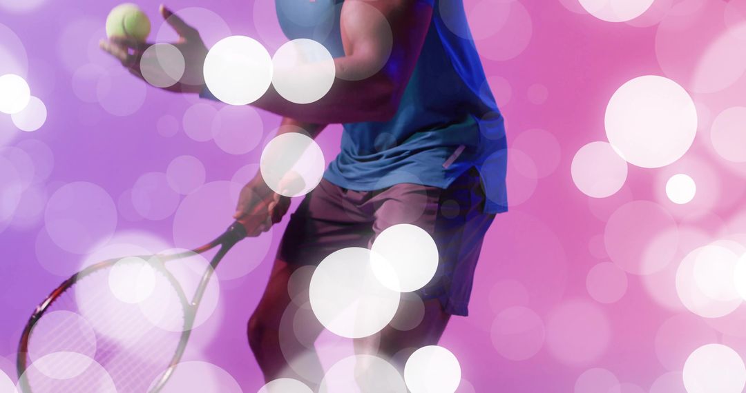 Energetic Tennis Player in Action with Abstract Light Effects