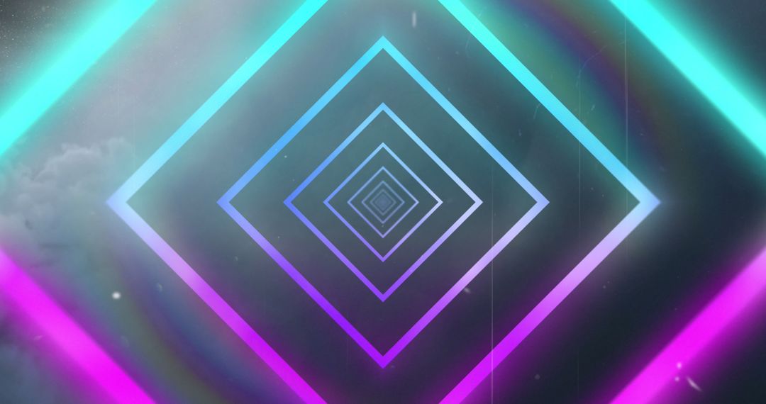 Futuristic Neon Tunnel with Abstract Retro Waves