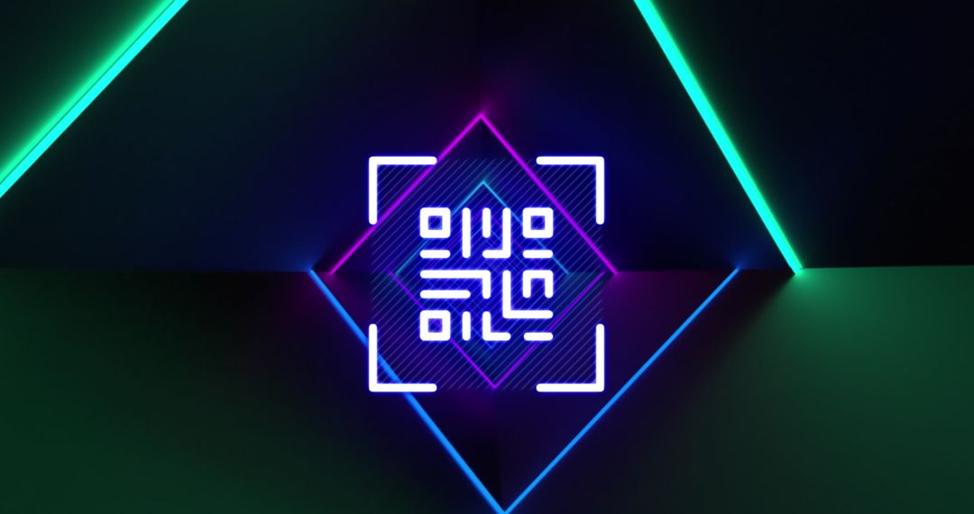 Futuristic QR Code Design with Neon Light Trails