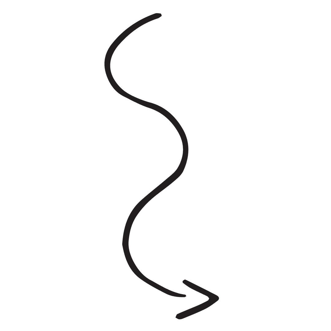 Black Curvy Arrow Pointing Right on Transparent Background