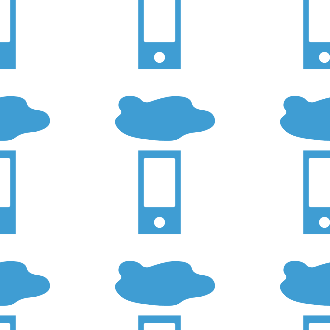 Seamless Blue Smartphone and Cloud Icon Pattern on Transparent Background