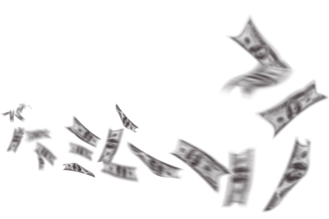 Floating money curl on transparent background