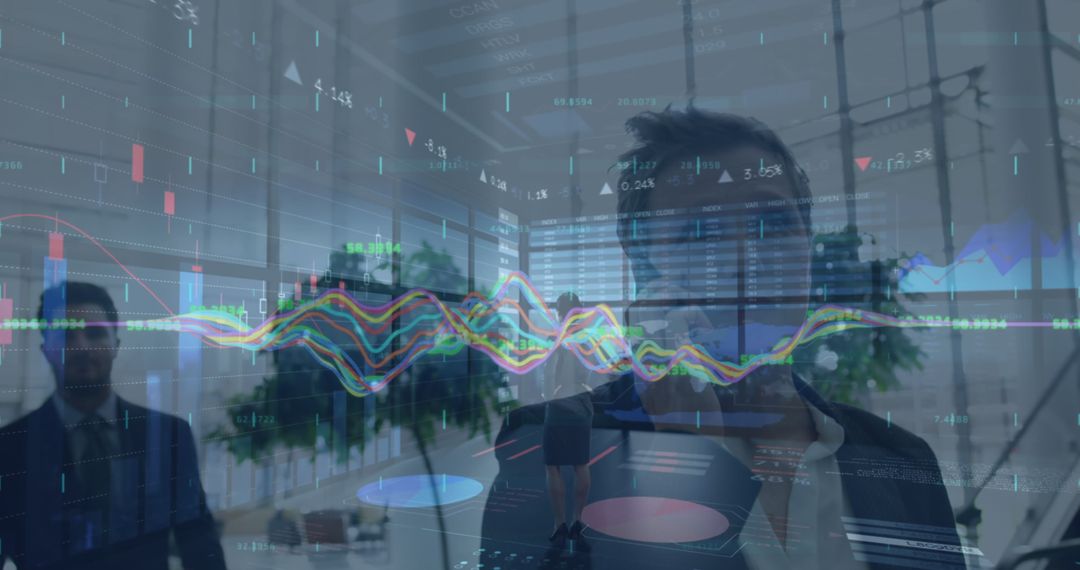 Businesswoman Analyzing Digital Data Graphs in Modern Office