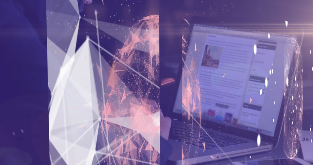 Digital Globe and Network with Laptop in Futuristic Theme