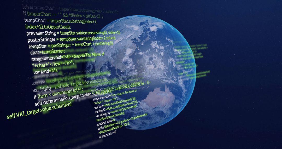 Digital Data Streams Overlaying Global Earth View