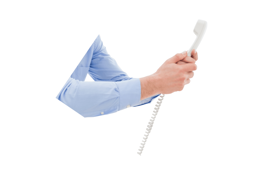 Hands Holding Old-School Telephone with Transparent Background