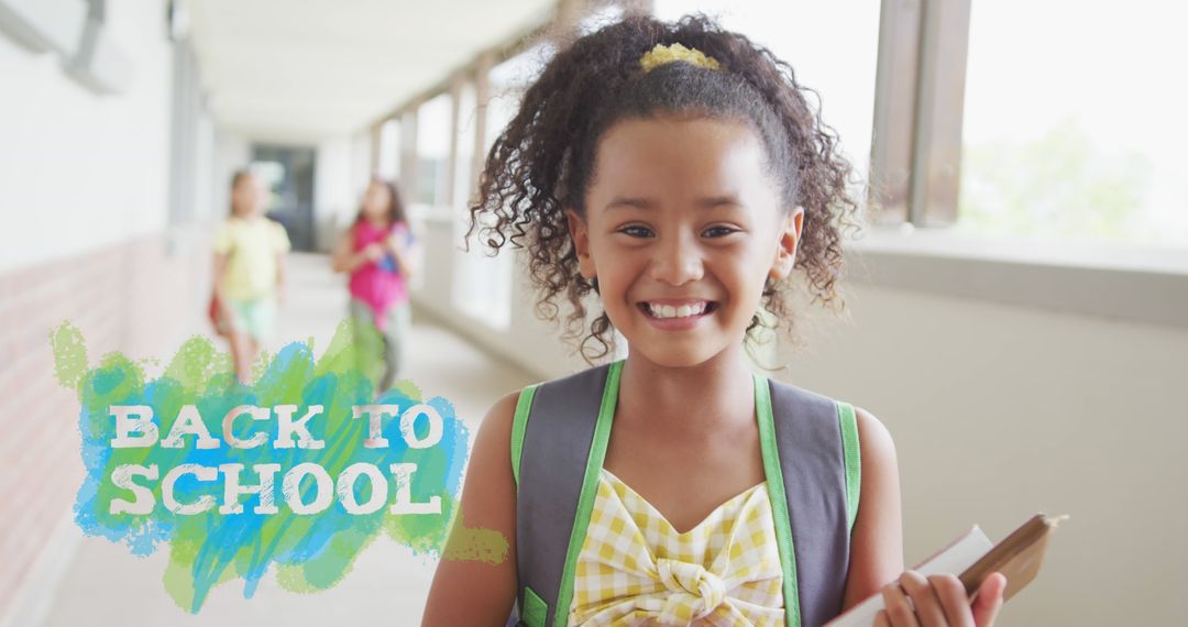 Happy Student Returning to School with Backpack and Books