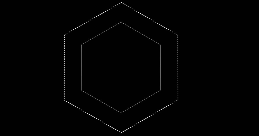 Geometric Hexagon on Black Background with Digital Design
