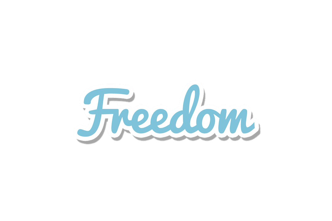 Transparent Freedom Text Typography with Light Blue Style