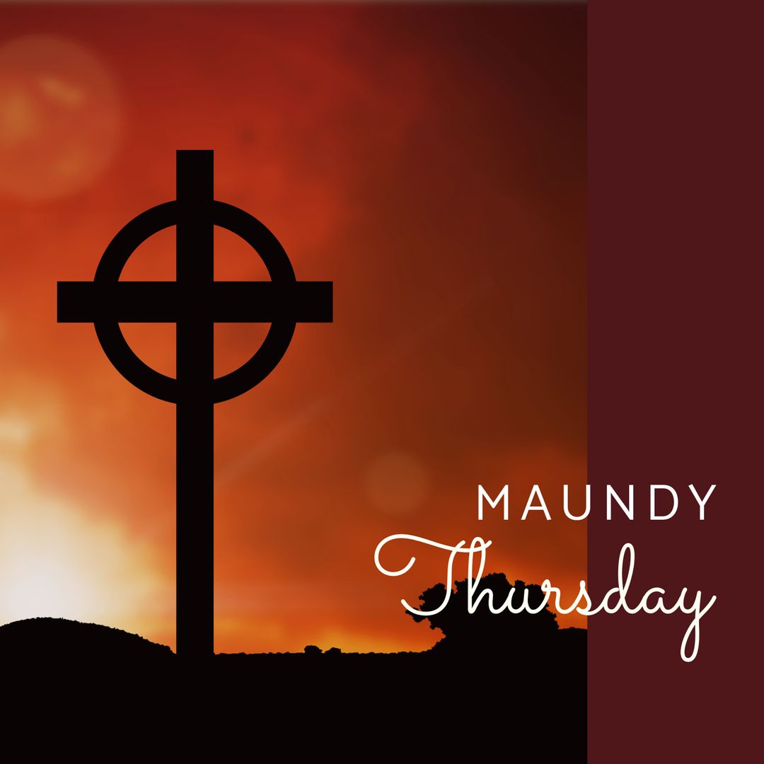 Silhouette of Twilight Cross Symbolizing Maundy Thursday Celebration