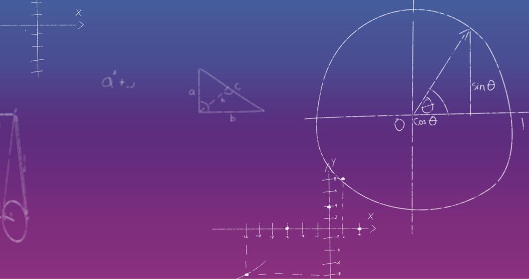 Geometric Diagrams and Math Formulas on Gradient Background