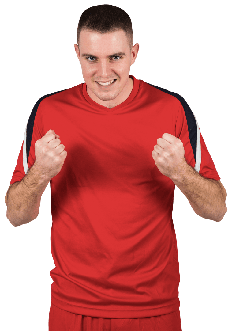 Excited Football Player Cheering on Transparent Background