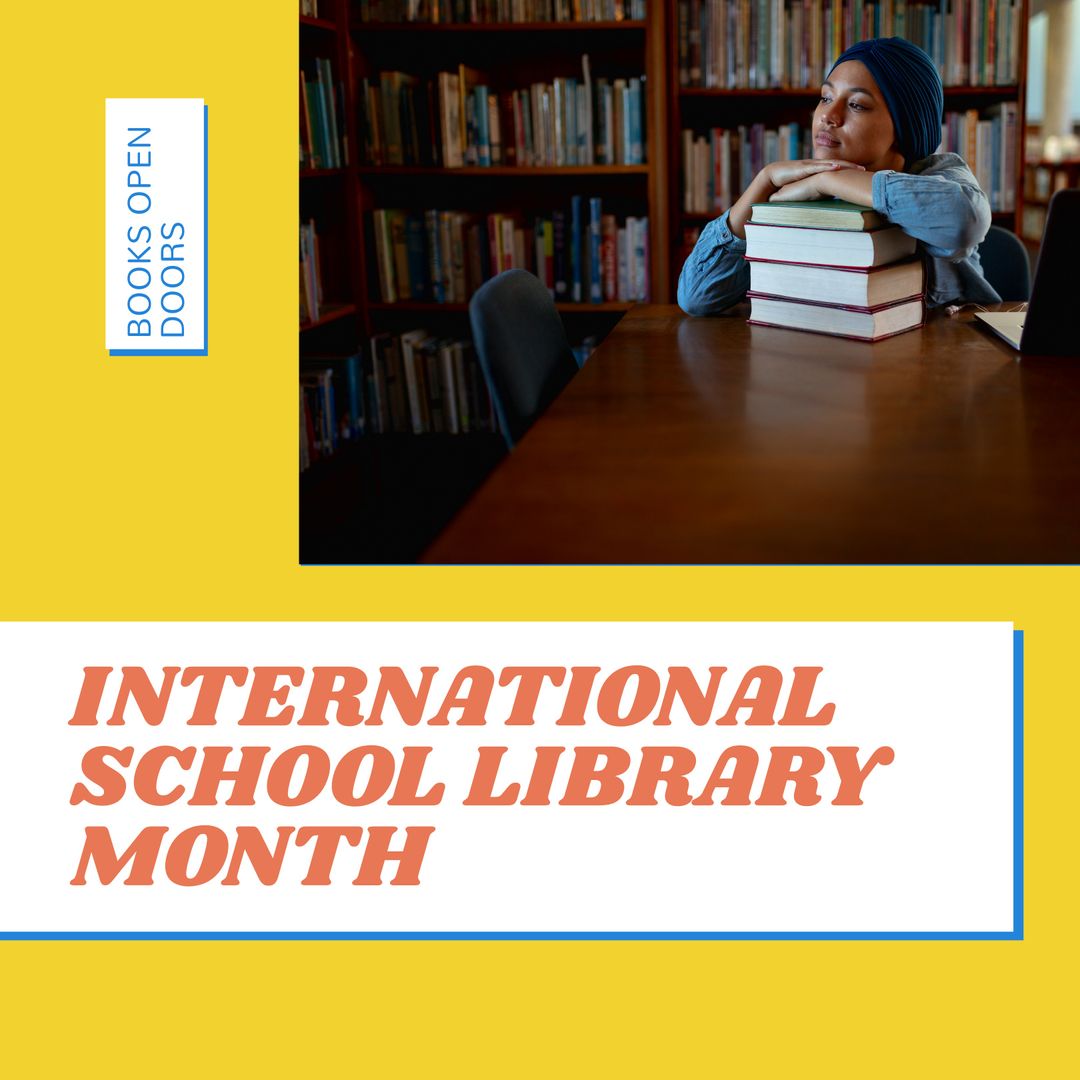 Student in Library Promoting International School Library Month