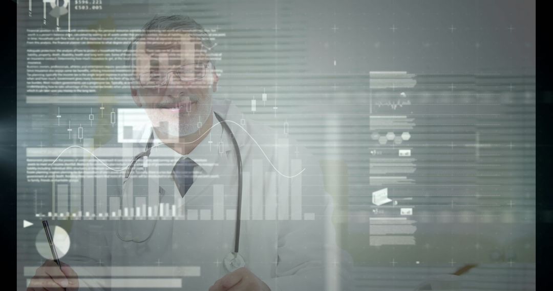 Doctor Presenting Digital Healthcare Analytics on Advanced Interface