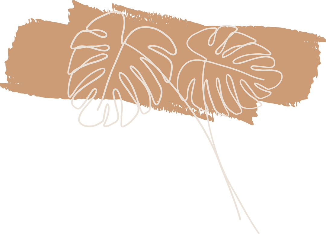Minimalist Monstera Leaves Line Art on Transparent Background