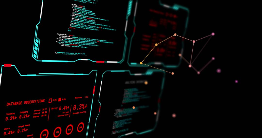 Digital Data and Code on Futuristic Screens