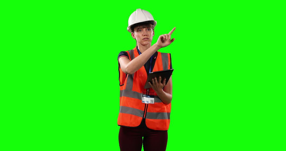 Safety Advisor in High Visibility Gear Holding Tablet