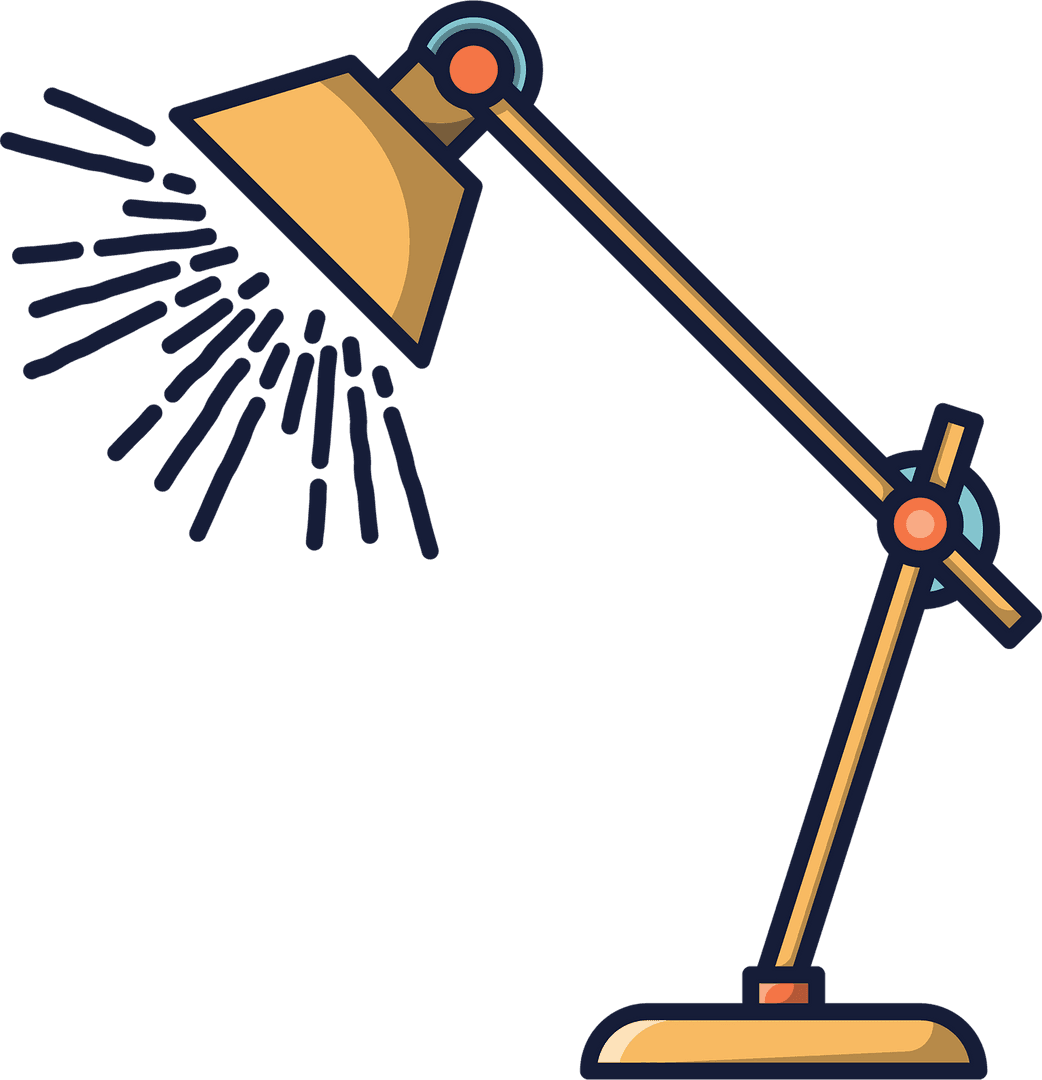 Transparent Illustration of Yellow Desk Lamp with Glow