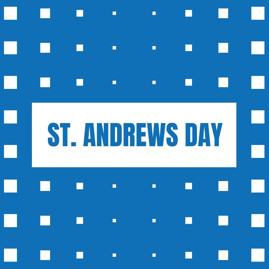 Composition of st andrew's day text over white squares on blue background - Download Free Stock Templates Pikwizard.com