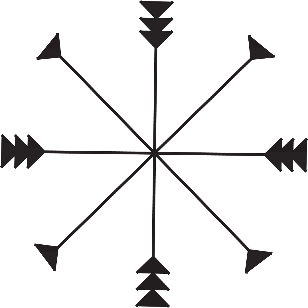 Black Crossed Arrows on Transparent Background