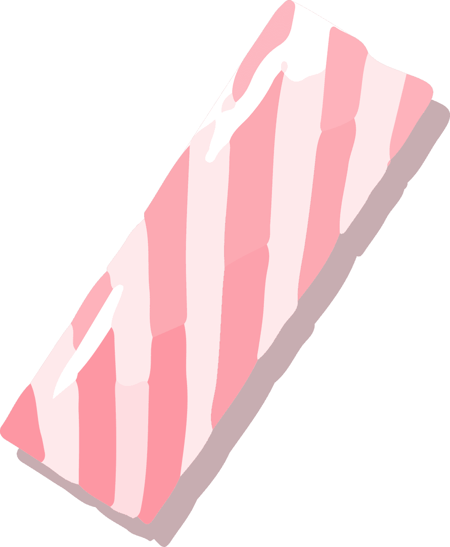 Pink Striped Prism Candy on Transparent Background Flat Minimalist Modern Design