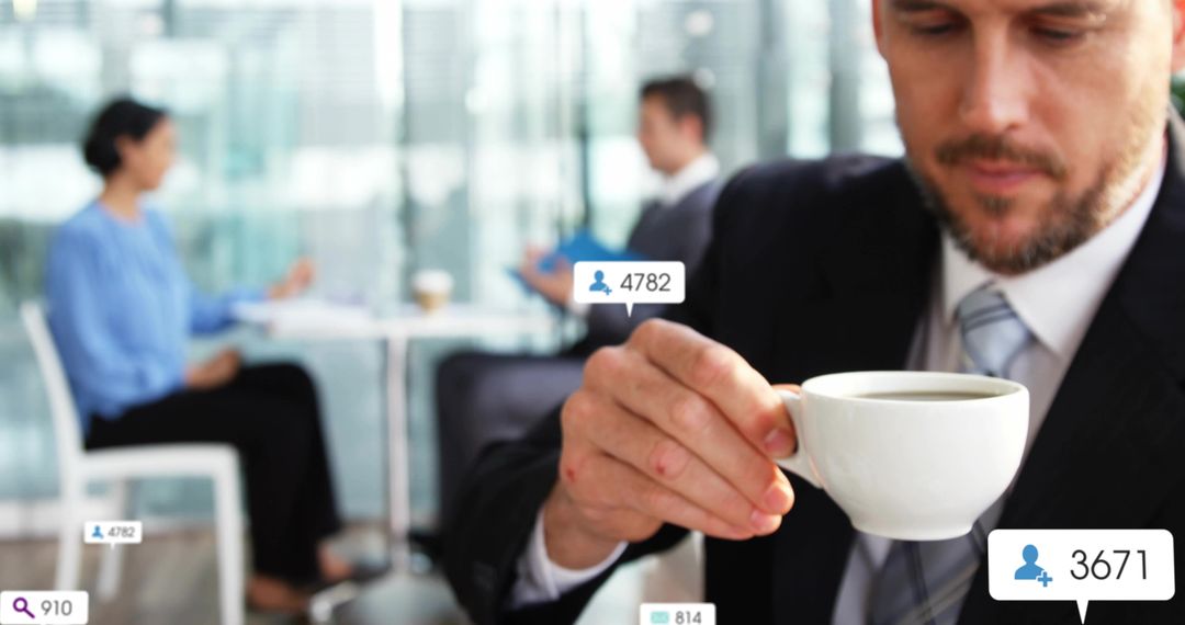 Businessman Networking with Digital Engagement Focus