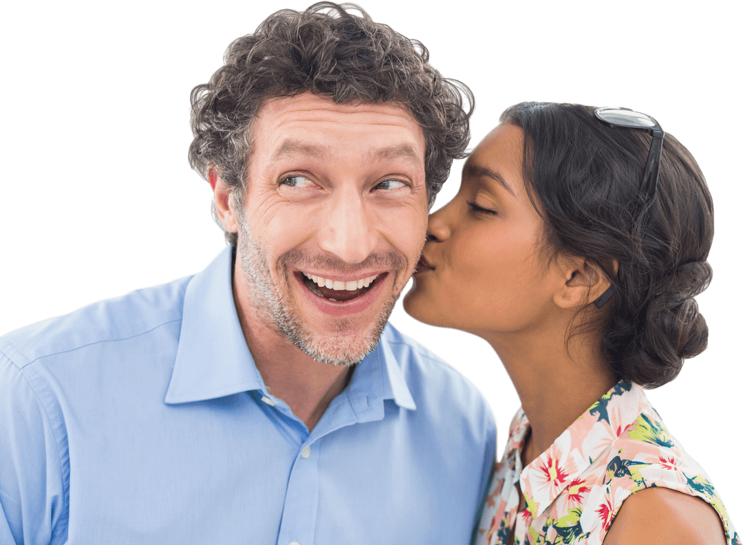 Mixed-Ethnicity Couple Transparent Moment of Affection