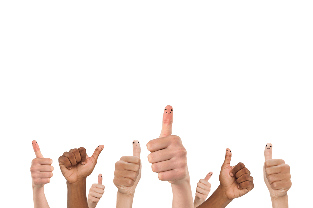 Diverse Thumbs Up Illustration on Transparent Background