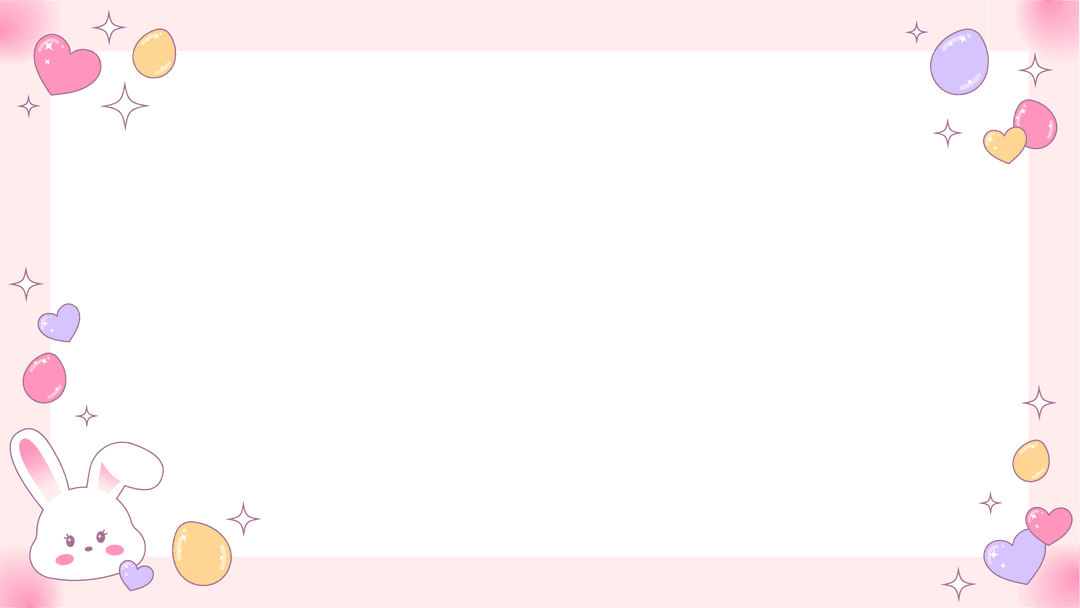 Pastel Pink Bunny and Eggs Border on Transparent Background