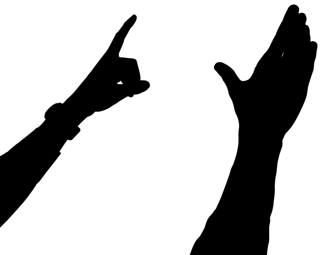 Silhouetted Hands Gesture with Watch on Transparent Background