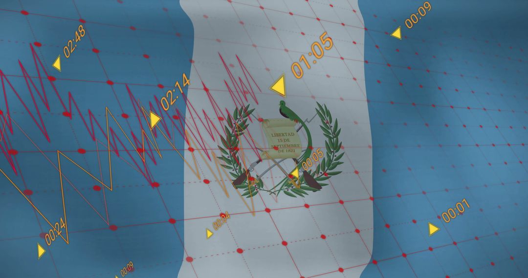 Guatemala Flag with Financial Data Interface Overlay