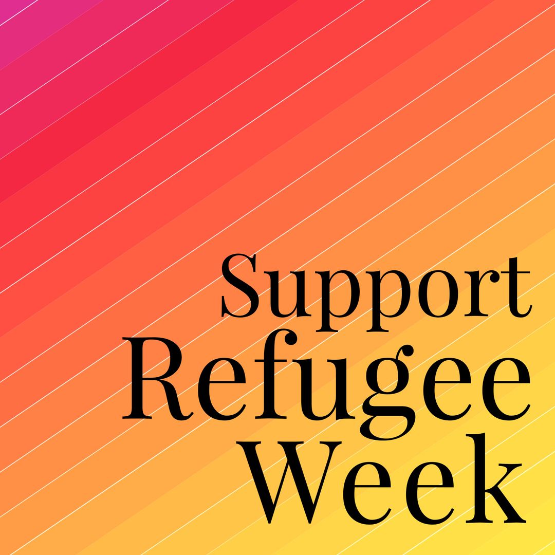 Colorful Gradient Background Highlighting Refugee Week Support