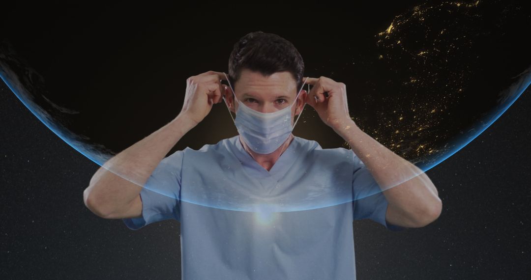 Doctor Wearing Face Mask with Global Pandemic Concept