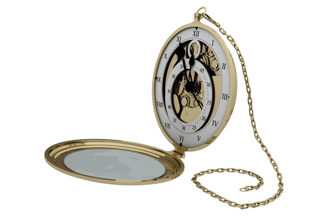 Transparent Antique Pocket Watch with Open Chain Display