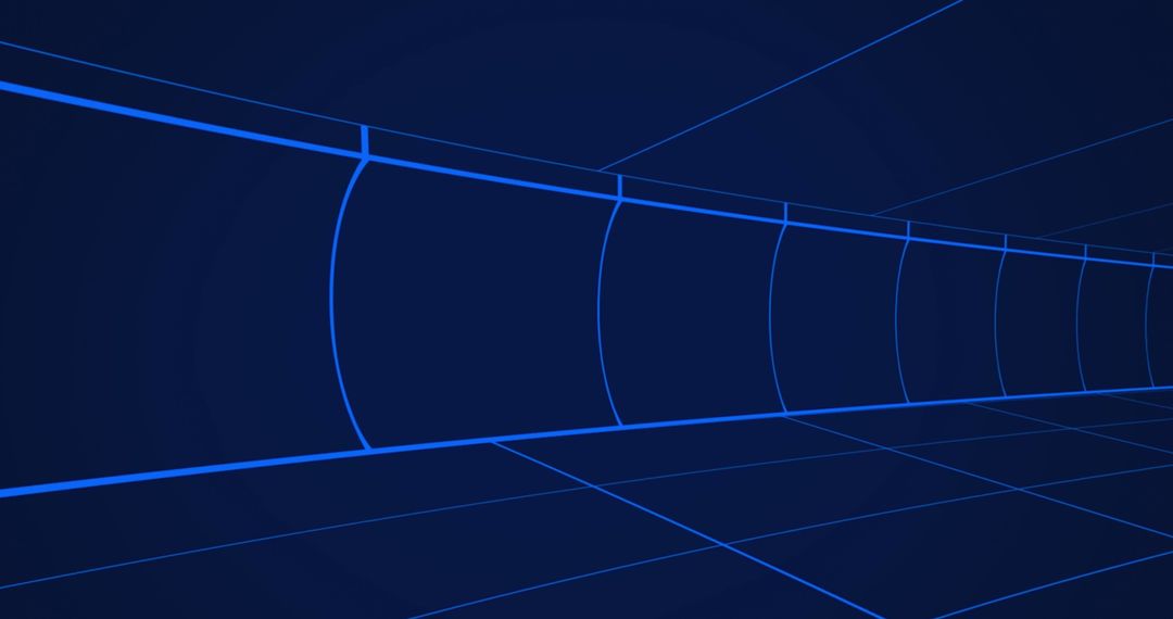 Futuristic Blue Tunnel with Neon Glowing Lines