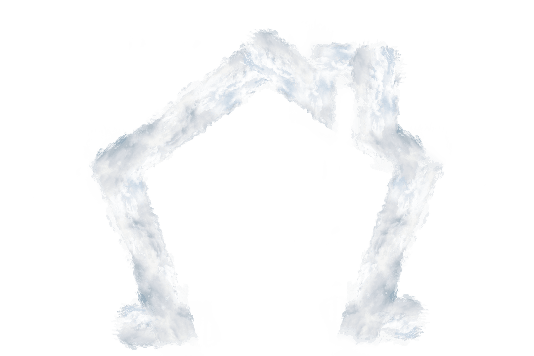 Cloudy House Outline Symbol on Transparent Background