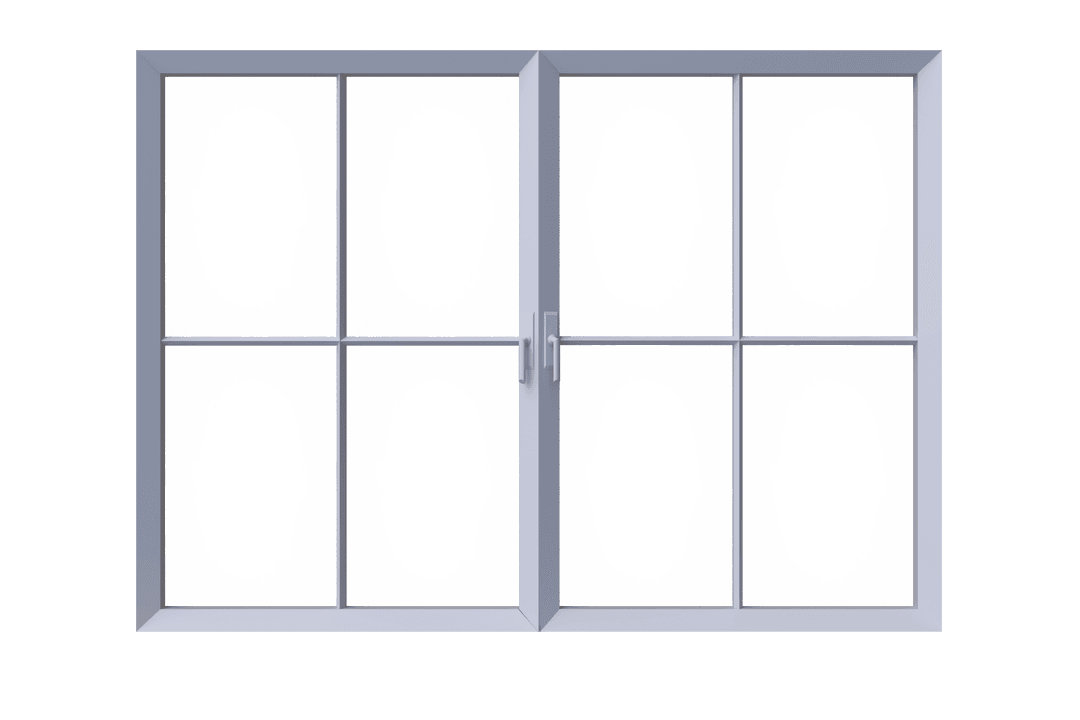 Grey Framed Window on Transparent Background