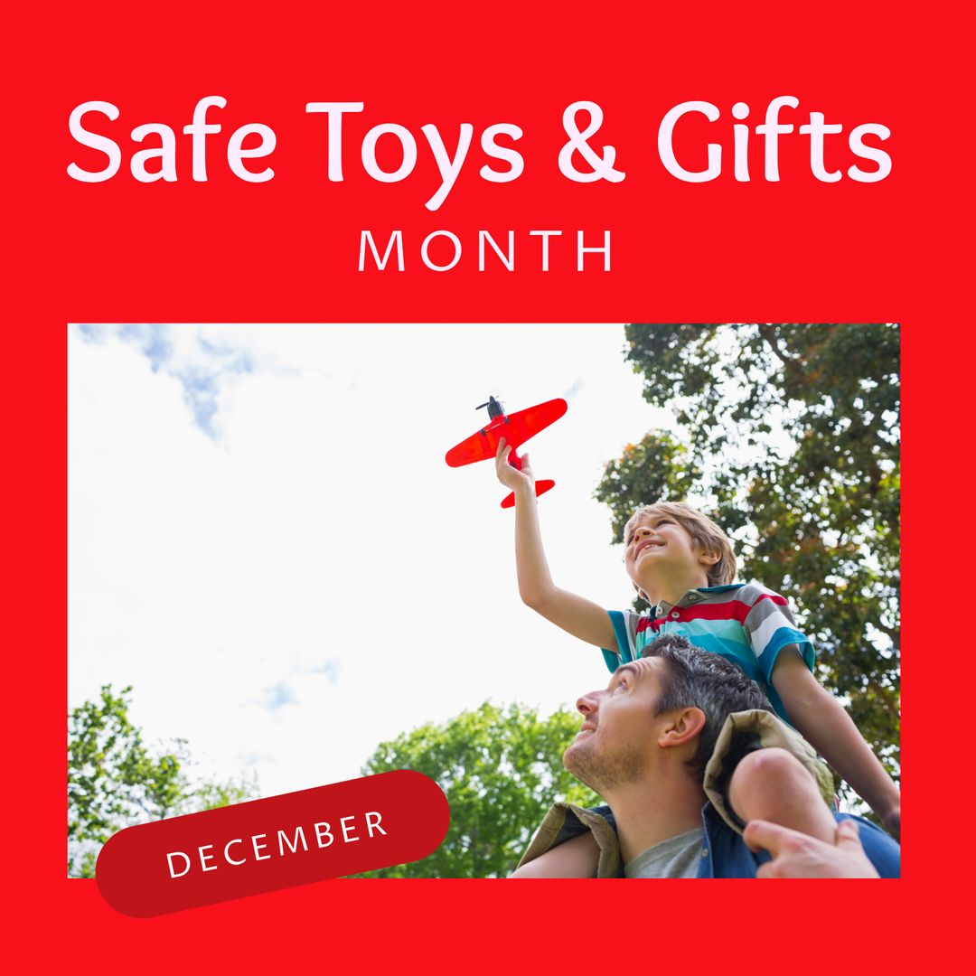 Father and Son Enjoying Safe Toy in Park