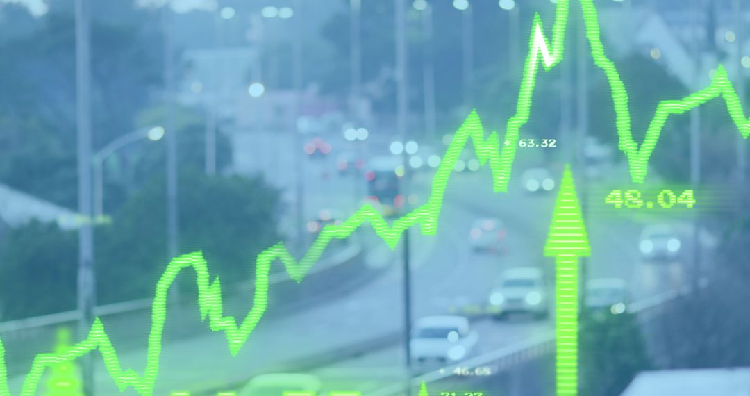 Digital Data Overlay Charts Urban Traffic Scene