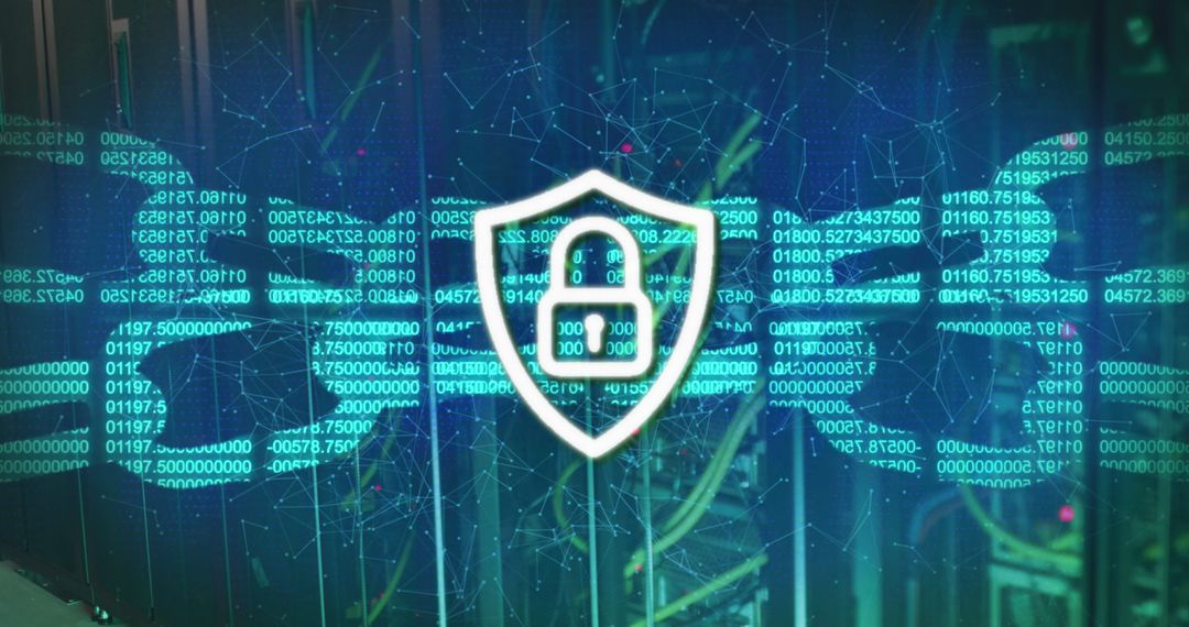 Data Security Concept with Padlock in Server Room