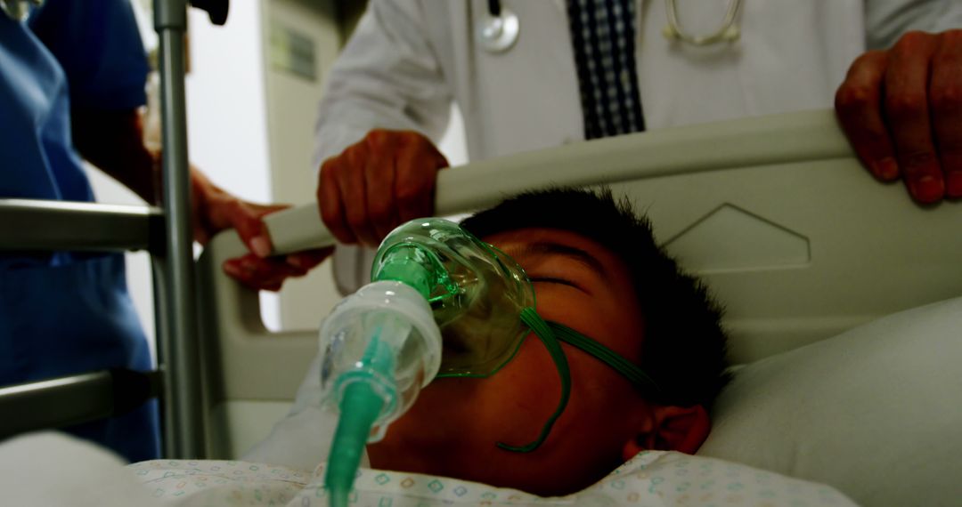 Child with Oxygen Mask in Hospital Emergency Room - Free Images, Stock Photos and Pictures on Pikwizard.com