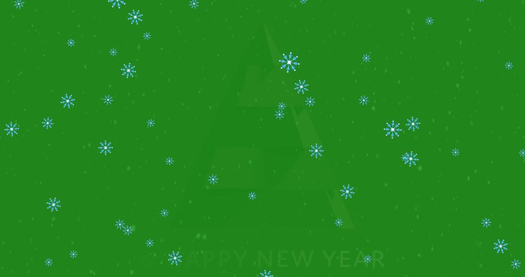 Festive Snowflakes on Green Background with Spinning Tree